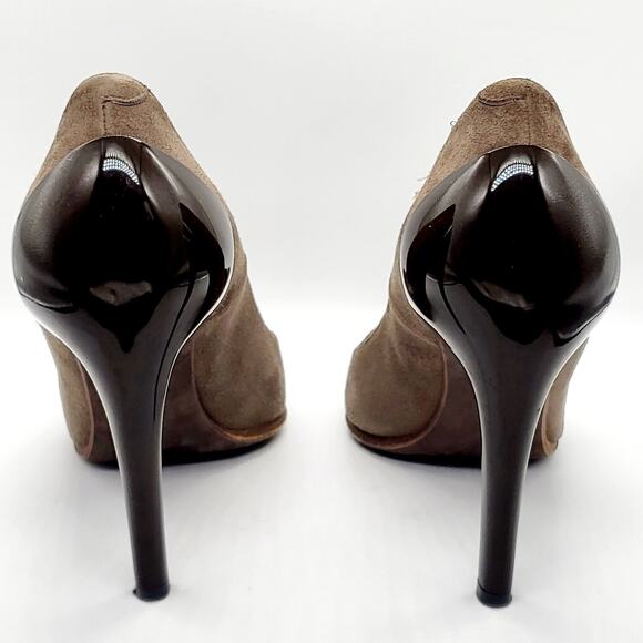 Vintage Proenza Schouler Brown Suede Patent Leather Cut-out Heels Women's Sz 8.5 - Picture 5 of 11